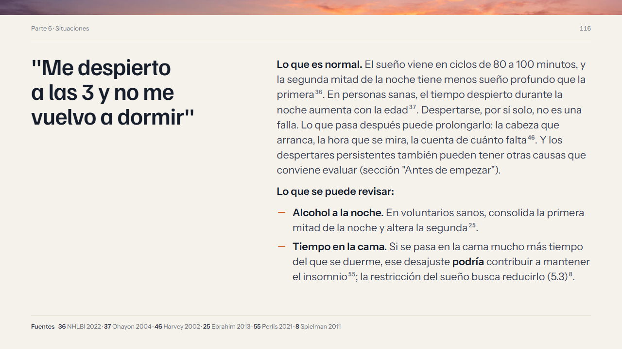 Lámina 116 de Noche Clara, Parte 6 · Situaciones: «Me despierto a las 3 y no me vuelvo a dormir»